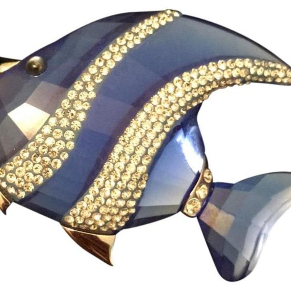 Swarovski Blue Fish Brooch - Picture 2 of 6